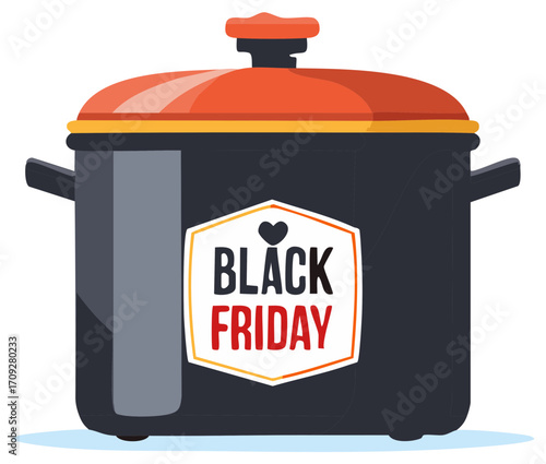 Black Friday Sale Illustration of a Cooking Pot for Culinary Promotions