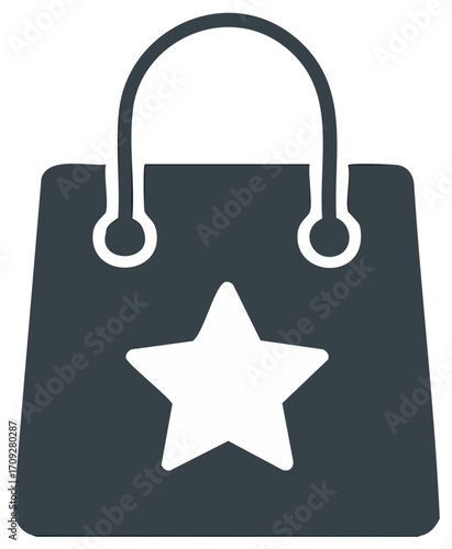 Shopping bag icon with a star symbol for favorite purchase or loyalty program