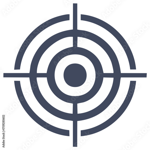 Minimalist target icon with crosshairs symbol of goal and accuracy