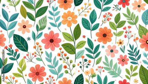 Floral pattern with various flowers and leaves (1)