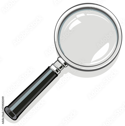 Illustration of a Magnifying Glass Tool with Handle Used for Searching and Investigation