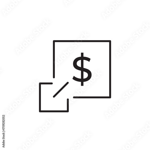 Scaling portfolio icon vector showing growth and expansion with dollar symbol. Perfect for investment management, wealth growth, financial strategy, portfolio scaling, and capital optimization.