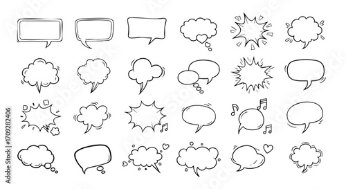 Customize these hand-drawn speech bubbles for your website or social media design today to boost engagement