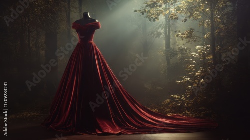Burgundy ball gown mannequin