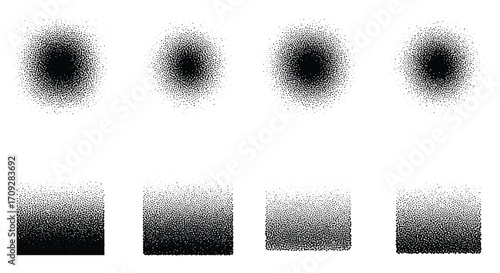 Four circular gradients and four square gradients in grayscale tones