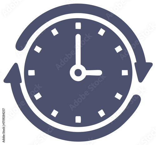 Circular clock with arrows indicating time passing or renewal concept
