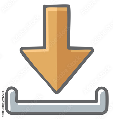 Simple Orange Arrow Download Icon Symbol