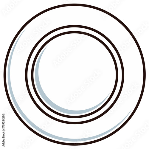 Empty White Ceramic Plate Illustration, Dinnerware Item, Round Dishware for Food Serving and Stylish Tableware