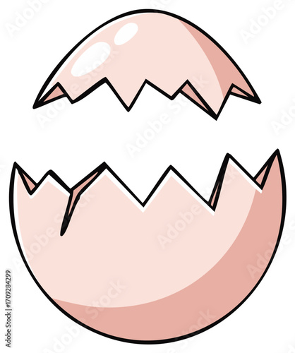 Cracked Eggshell Illustration Pink Hue Shell Pieces Vector Design Elements