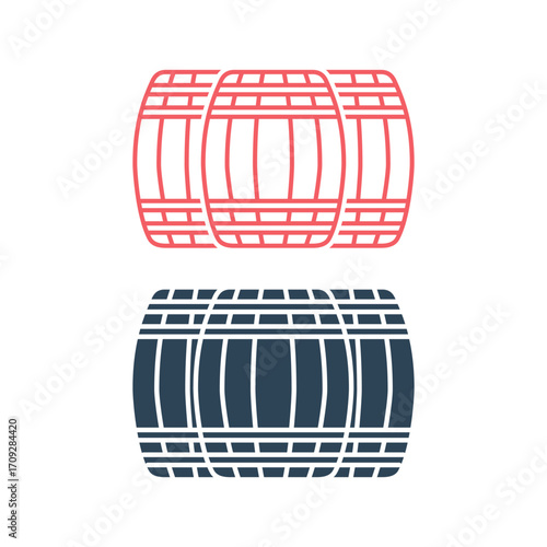 Wood Barrel vector illustration icons set