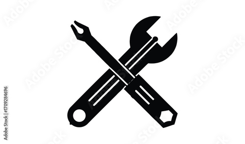 Crossed wrenches tool icon black and white