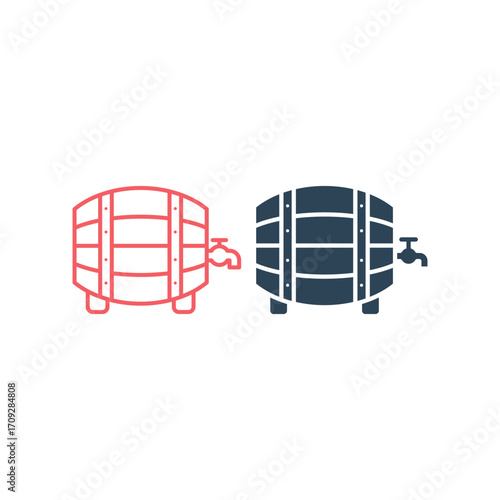 Wood Barrel vector illustration icons set