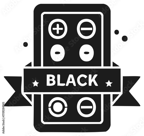 Black vector sign icon with switches plus and minus, round symbols