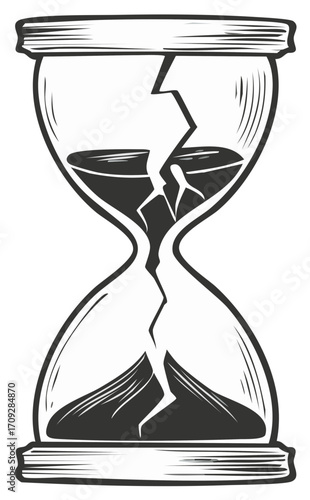 Broken Hourglass Symbolizes Time Running Out Deadline and Frustration with Graphic Design