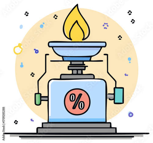 Stylized Sales Torch Offering Special Deals and Discount, Promoting Offers