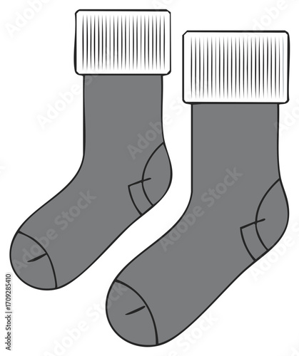 Illustration of a pair of gray socks isolated on a white background