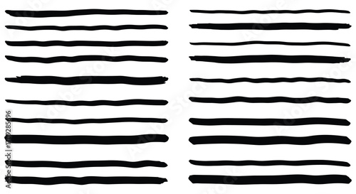 Abstract composition of black brush strokes on a clean white background