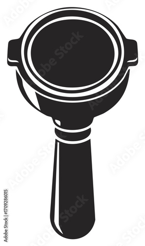 Stylized Espresso Portafilter Icon Freshly Brewed Drink Preparation Tool