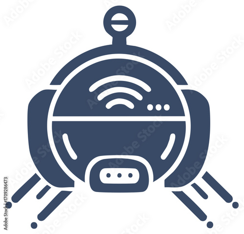 Autonomous round robot with antenna sensors and legs navigating surfaces indoors