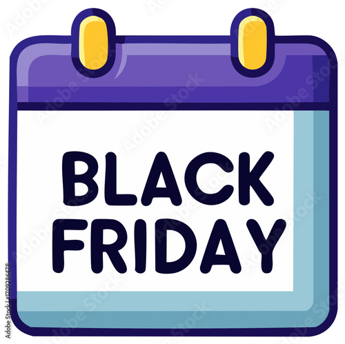 Illustrated Black Friday Calendar Icon Reminding Customers About Discount Shopping Season Sale