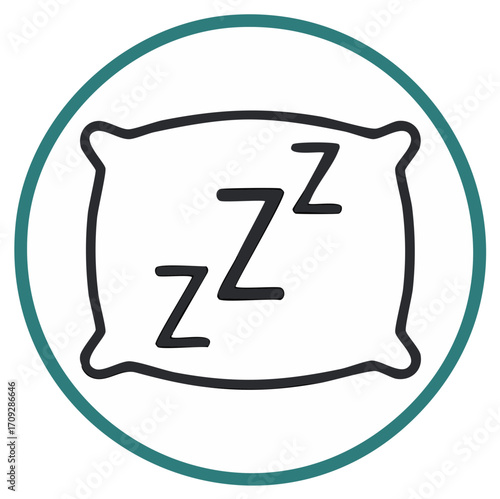 Sleepy pillow icon with 'Z' symbols within a green circle
