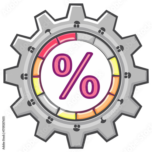 Percentage Gear Icon Representing Business Growth and Financial Progress