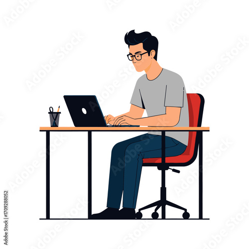man working on laptop