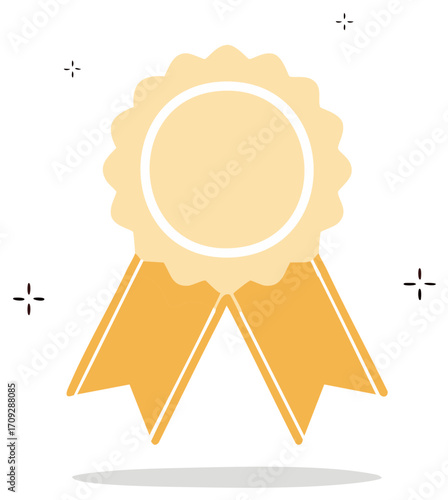 Minimalist vector graphics illustration of a prize award medal ribbon on white