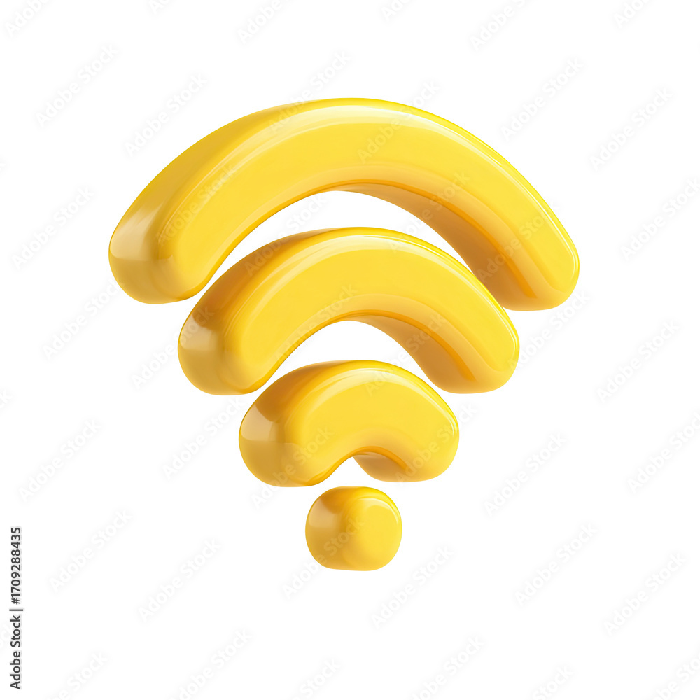 Obraz premium Three-tiered, gold-colored Wi-Fi symbol