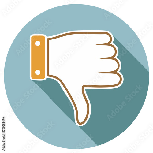 Flat design thumbs down gesture icon symbol of dislike negative feedback or poor rating