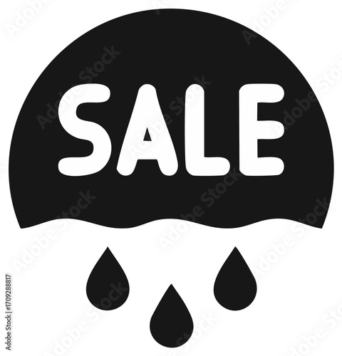 Sale promotion event raincloud with drops graphic illustration discount deal store offer