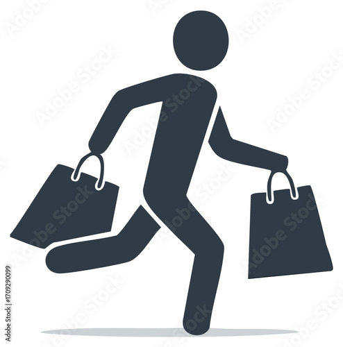 Person Running with Shopping Bags Silhouette Illustration