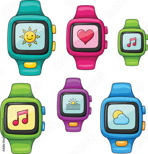 Cartoon Smartwatch Icons.