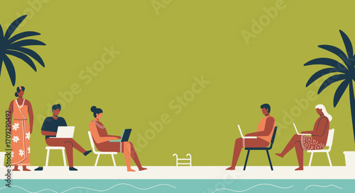 Two business professionals collaborate on a project, analyzing data and processes. Ideal for themes of teamwork, strategy, and data management.