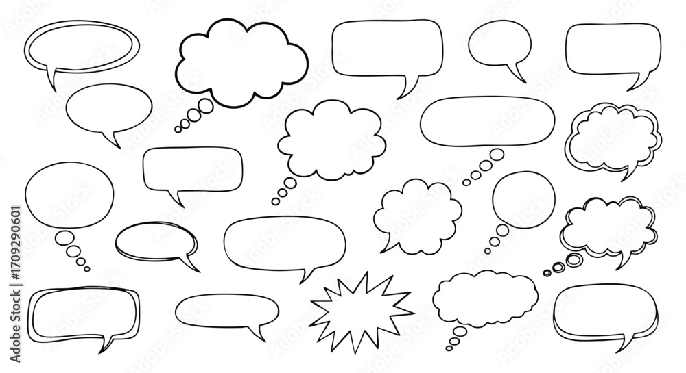 Fototapeta premium Add visual punch to your project with this hand-drawn speech bubbles collection for presentations and marketing