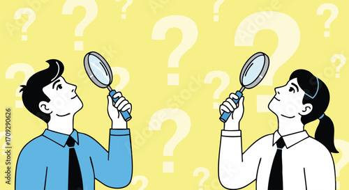 Curious professionals searching for answers amidst a sea of questions, seeking clarity and solutions.