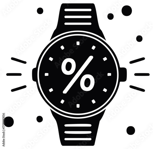 Discount Time Concept: Watch Face Displaying Percentage Symbol Representing Sale or Promotion
