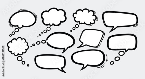 Blank speech bubbles and thought clouds ready for your creative message and dialogue