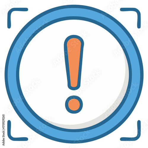 Circle Outline with Exclamation Point Warning Sign Vector Graphic Illustration