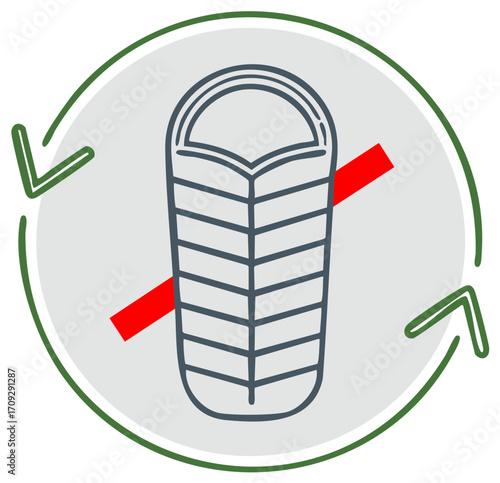 Sleeping Bag Drying or Storing Prohibited Icon Camping Equipment Illustration