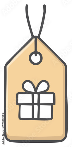 Gift tag illustration with a present symbol for holiday seasons or special occasions.