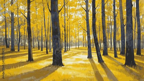 Autumn's Midas Touch Golden Forest isolated watercolor vector illustration svg