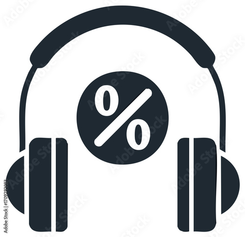 Headphones icon symbolizing special discount offer for music or audio products for limited time only