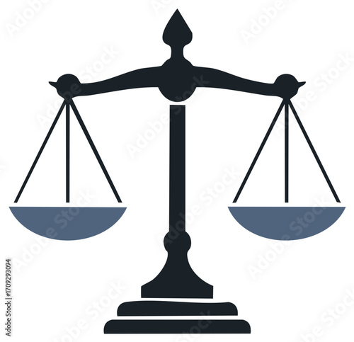 Simple Silhouette of Justice Scales Icon for Law and Balance Concepts