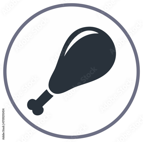 Stylized chicken leg drumstick graphic icon representing food and dining concepts