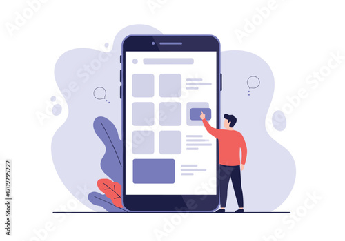 Mobile app interface design and user interaction on smartphone.