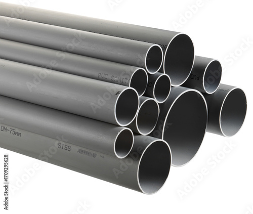 PVC tube for water pipes isolated on white