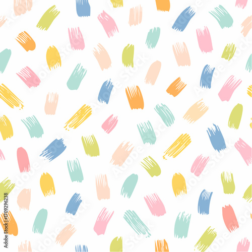 Simple seamless vector pattern with colorful brushstrokes on a white background
1