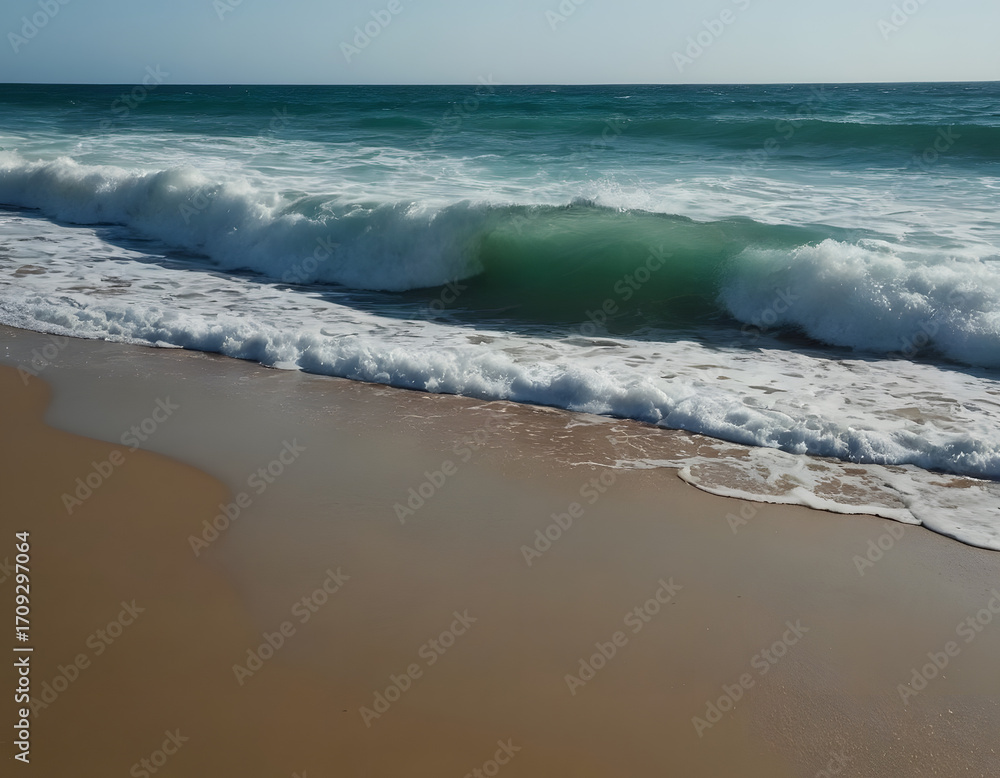 Obraz premium Ocean waves on the beach as a background. Beautiful natural scene. Waves on the beach.