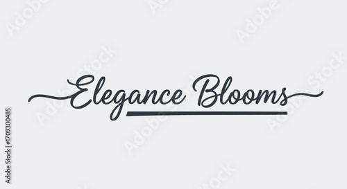 Elegant script logo "Elegance Blooms" for branding and design projects, conveying sophistication.